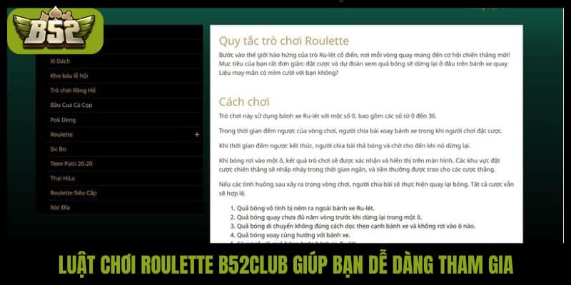 Luật chơi Roulette B52Club giúp bạn dễ dàng tham gia