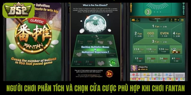 Người chơi phân tích và chọn cửa cược phù hợp khi chơi Fantan