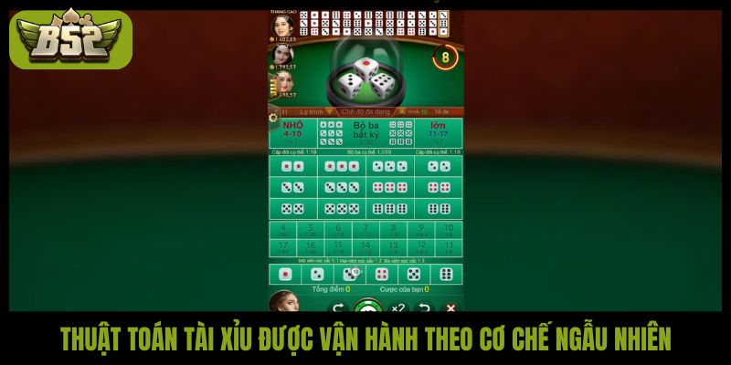 Thuật toán tài xỉu được vận hành theo cơ chế ngẫu nhiên